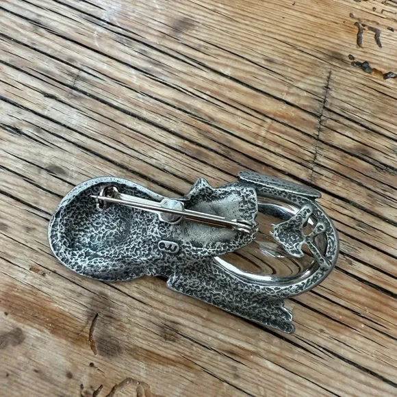 Vintage Silver Cat and Fishbowl Magnifying Glass Brooch Pin - Picture 3 of 13